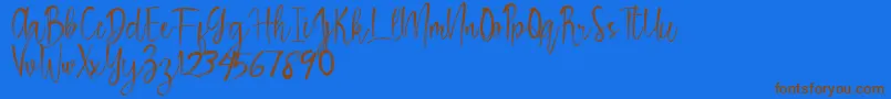 Rosemary-Schriftart – Braune Schriften auf blauem Hintergrund