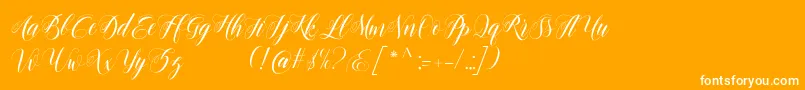 Rosenesya-Schriftart – Weiße Schriften auf orangefarbenem Hintergrund