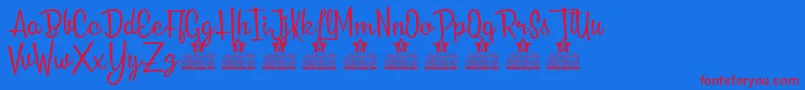フォントRoses Everywhere Personal Use – 赤い文字の青い背景