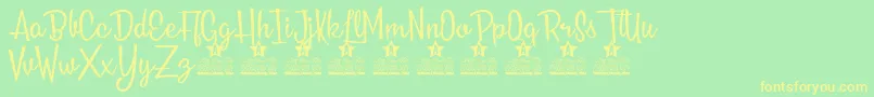 Roses Everywhere Personal Use Font – Yellow Fonts on Green Background
