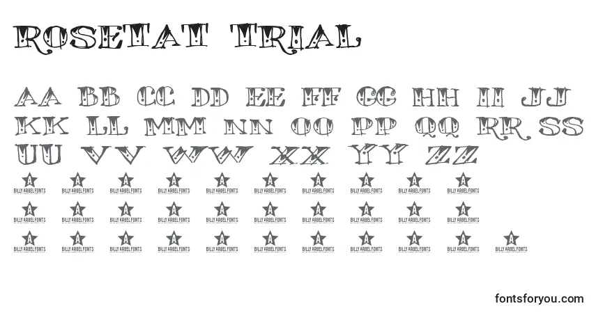 ROSETAT TRIAL   -fontti – aakkoset, numerot, erikoismerkit