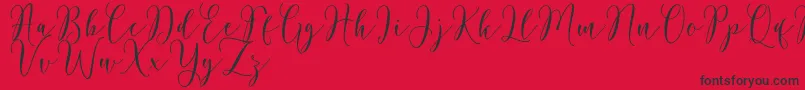 Fonte Rosetica Script Demo – fontes pretas em um fundo vermelho