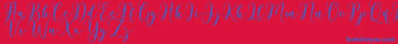 Rosetica Script Demo-Schriftart – Blaue Schriften auf rotem Hintergrund