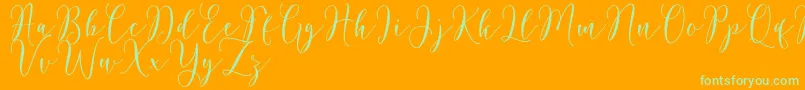 Rosetica Script Demo-Schriftart – Grüne Schriften auf orangefarbenem Hintergrund