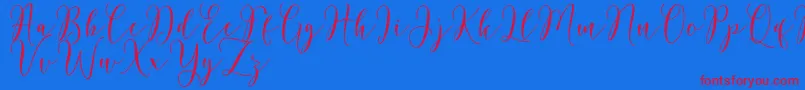 Rosetica Script Demo-Schriftart – Rote Schriften auf blauem Hintergrund