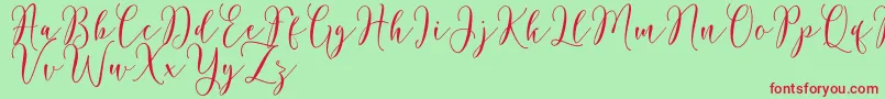 Rosetica Script Demo-Schriftart – Rote Schriften auf grünem Hintergrund