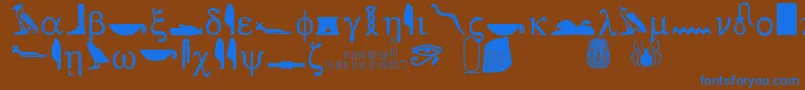 ROSETTA STONE Font – Blue Fonts on Brown Background