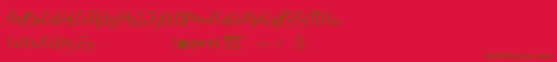 Więcej informacji o czcionce RosettaBlack Czcionka RosettaBlack – brązowe czcionki na czerwonym tle