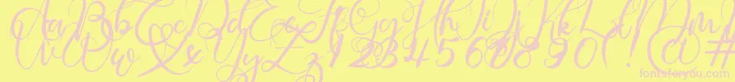 Rosette-fontti – vaaleanpunaiset fontit keltaisella taustalla