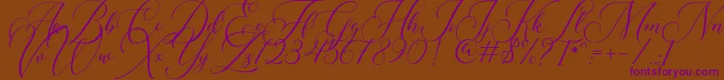 Roseville DEMO-Schriftart – Violette Schriften auf braunem Hintergrund