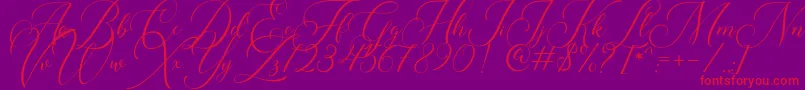 Roseville DEMO-Schriftart – Rote Schriften auf violettem Hintergrund