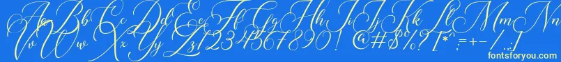 Roseville DEMO-Schriftart – Gelbe Schriften auf blauem Hintergrund