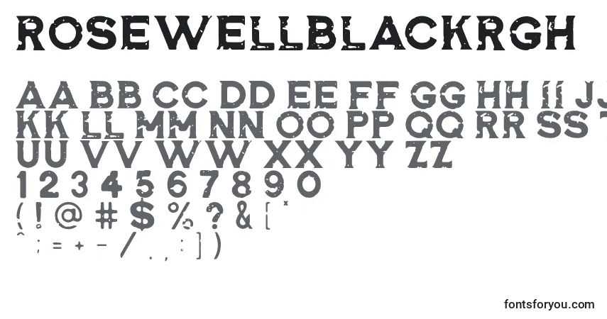 Czcionka RosewellBlackRGH – alfabet, cyfry, specjalne znaki