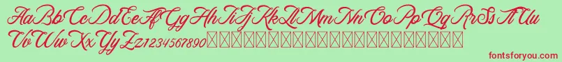 RosewellScriptDemo-Schriftart – Rote Schriften auf grünem Hintergrund