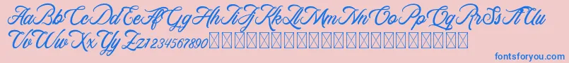 RosewellScriptDemo-Schriftart – Blaue Schriften auf rosa Hintergrund