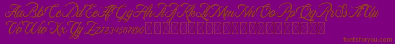 Weitere Informationen zur RosewellScriptDemo-Schriftart RosewellScriptDemo-Schriftart – Braune Schriften auf violettem Hintergrund