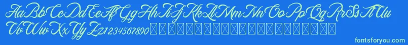 RosewellScriptDemo-Schriftart – Grüne Schriften auf blauem Hintergrund