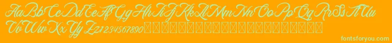 RosewellScriptDemo-Schriftart – Grüne Schriften auf orangefarbenem Hintergrund