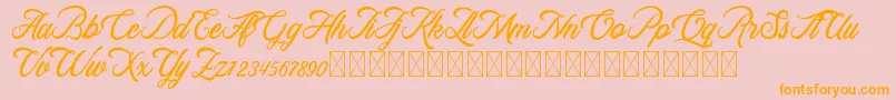 RosewellScriptDemo-Schriftart – Orangefarbene Schriften auf rosa Hintergrund