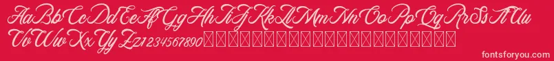 RosewellScriptDemo Font – Pink Fonts on Red Background