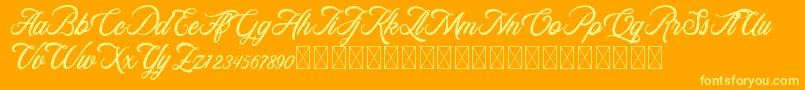 RosewellScriptDemo-fontti – keltaiset fontit oranssilla taustalla