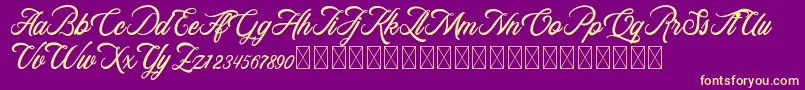 RosewellScriptDemo-Schriftart – Gelbe Schriften auf violettem Hintergrund