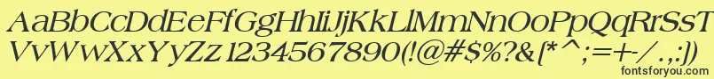 BroadsheetLdoBoldItalic-Schriftart – Schwarze Schriften auf gelbem Hintergrund