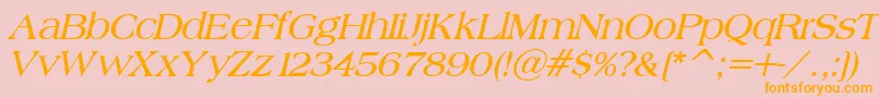 BroadsheetLdoBoldItalic Font – Orange Fonts on Pink Background