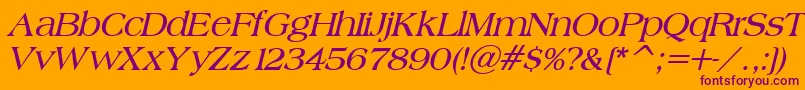 BroadsheetLdoBoldItalic Font – Purple Fonts on Orange Background