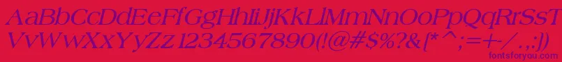 BroadsheetLdoBoldItalic Font – Purple Fonts on Red Background