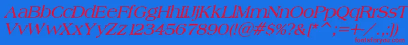 BroadsheetLdoBoldItalic Font – Red Fonts on Blue Background