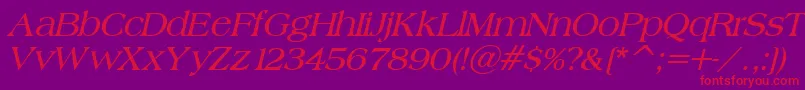 BroadsheetLdoBoldItalic Font – Red Fonts on Purple Background