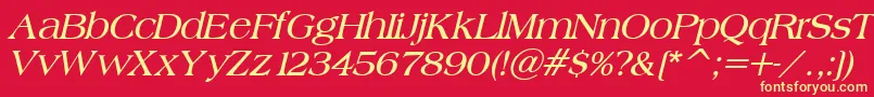 BroadsheetLdoBoldItalic Font – Yellow Fonts on Red Background