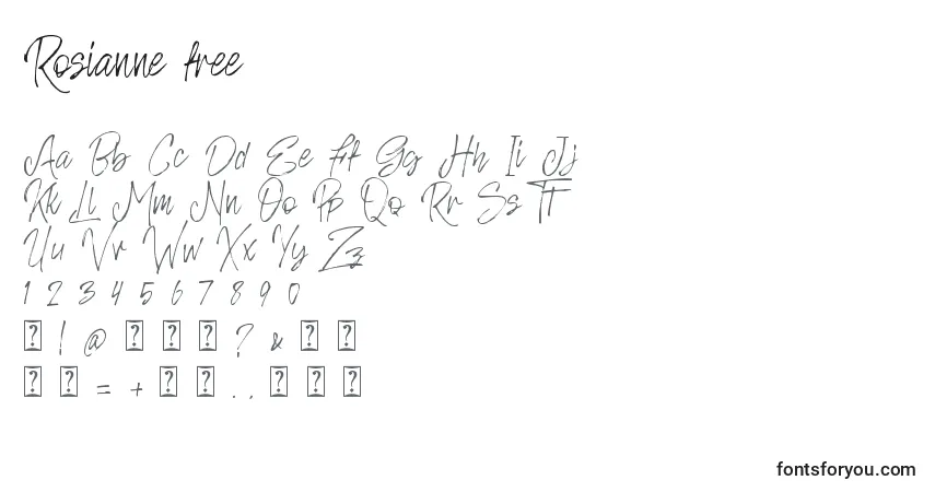 A fonte Rosianne free – alfabeto, números, caracteres especiais