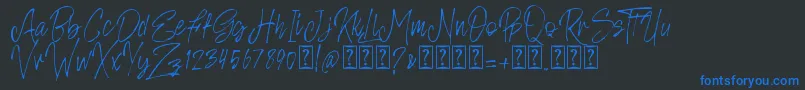 Rosianne free-Schriftart – Blaue Schriften auf schwarzem Hintergrund