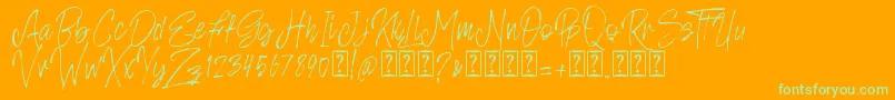 Rosianne free Font – Green Fonts on Orange Background