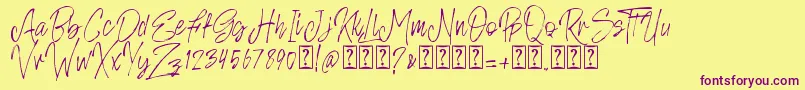 Rosianne free Font – Purple Fonts on Yellow Background