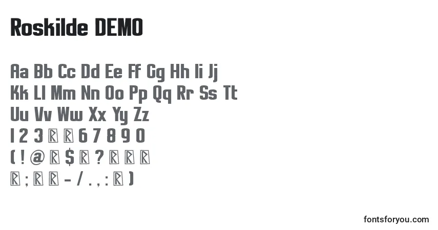 Roskilde DEMO Font – alphabet, numbers, special characters
