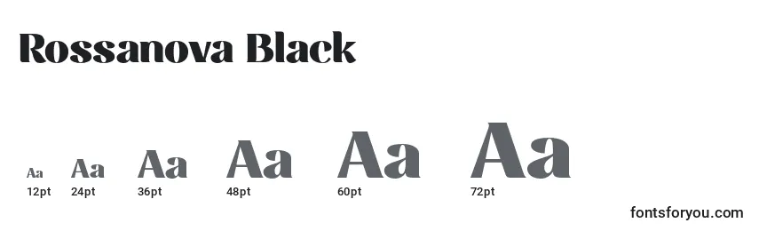 Размеры шрифта Rossanova Black