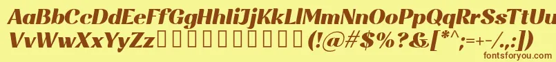 Rossanova BlackItalic-fontti – ruskeat fontit keltaisella taustalla