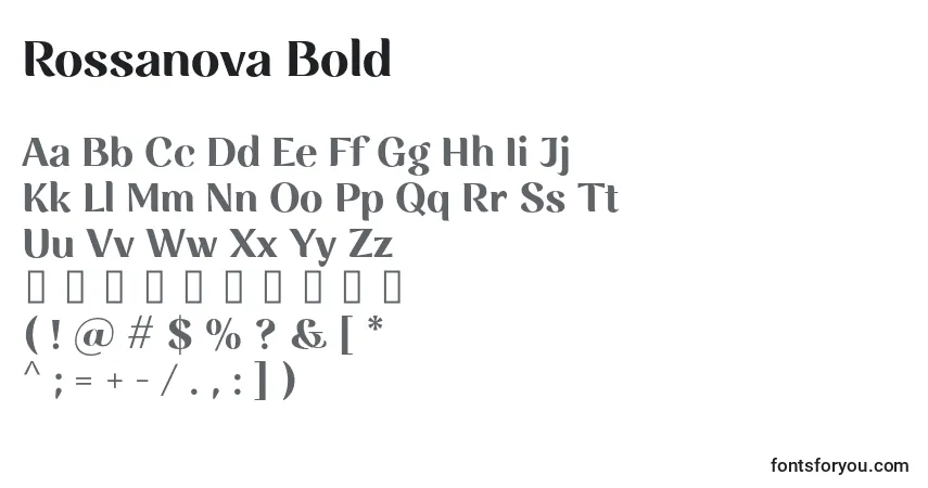 A fonte Rossanova Bold – alfabeto, números, caracteres especiais