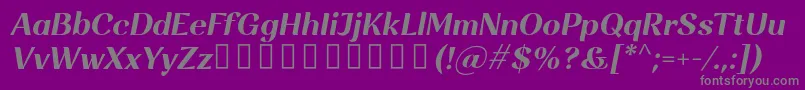 Rossanova BoldItalic-Schriftart – Graue Schriften auf violettem Hintergrund