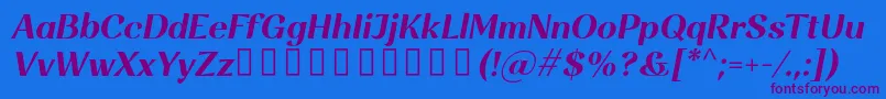 Rossanova BoldItalic Font – Purple Fonts on Blue Background