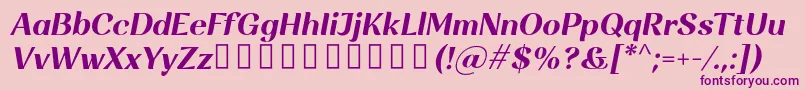 Rossanova BoldItalic-Schriftart – Violette Schriften auf rosa Hintergrund