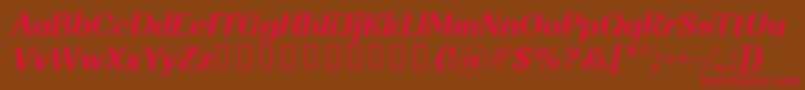 Rossanova BoldItalic Font – Red Fonts on Brown Background