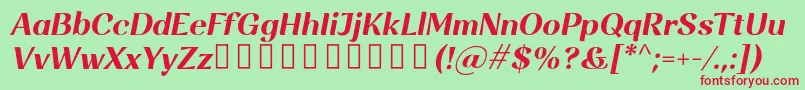Rossanova BoldItalic Font – Red Fonts on Green Background