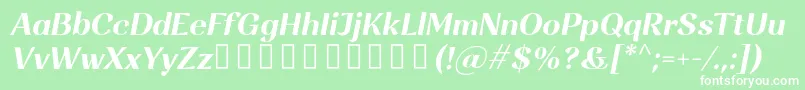 フォントRossanova BoldItalic – 緑の背景に白い文字