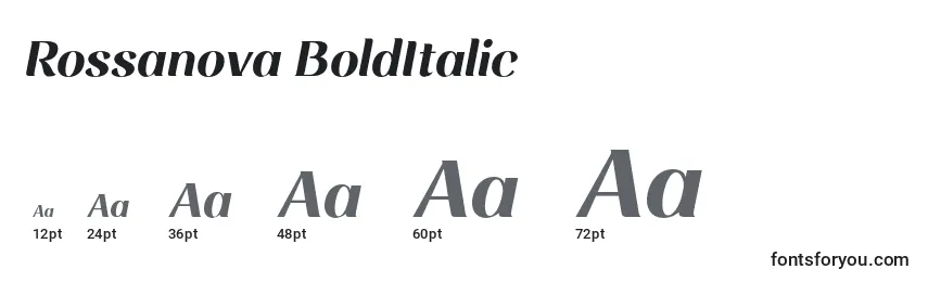 Größen der Schriftart Rossanova BoldItalic
