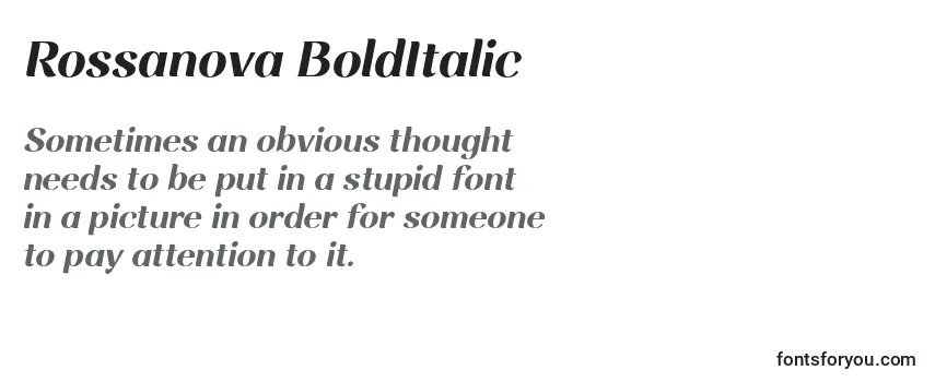 Review of the Rossanova BoldItalic Font