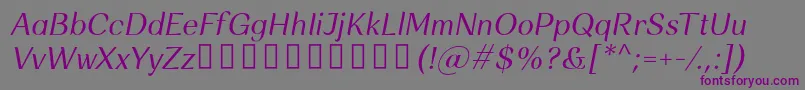 Rossanova Italic Font – Purple Fonts on Gray Background